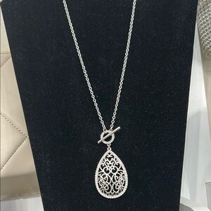 Touchstone Crystal Silver Teardrop Necklace